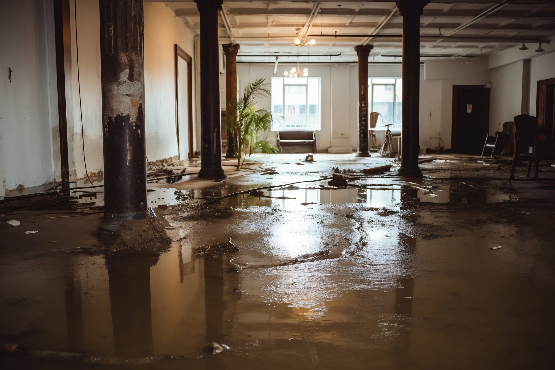 Water damage in a home.